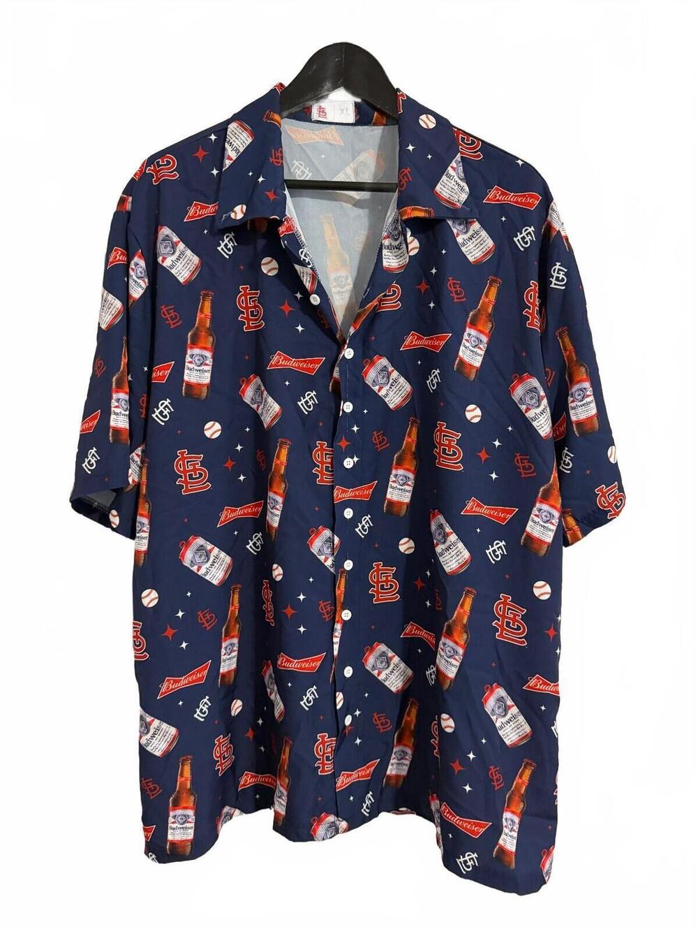St. Louis Cardinals Budweiser Hawaiian Shirt Men's Size XL